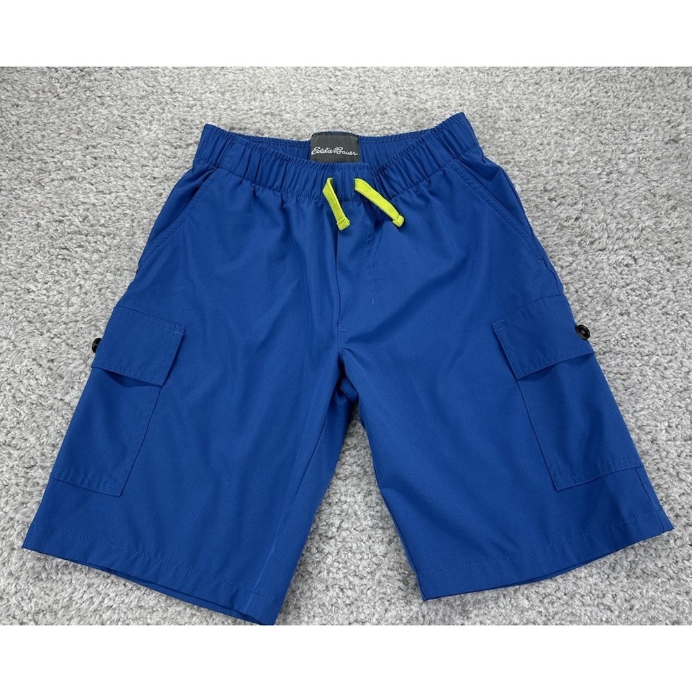 Eddie‎ Bauer Boy's 10/12 Solid Blue w/Drawstrings Pull-On Cargo Shorts Pockets